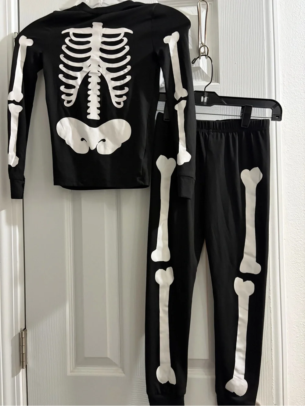 Kids Black Skeleton Pajama Set - Bone Print Sleepwear